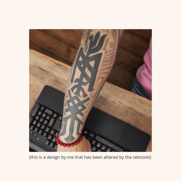 calligraphic bindrune design as tattoo